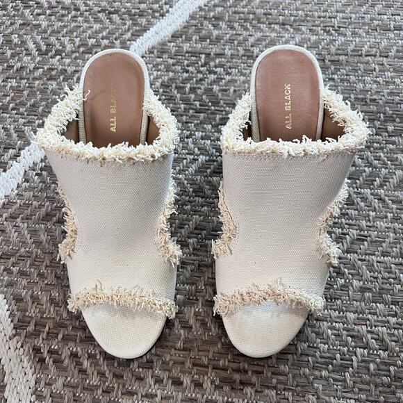 All Black Wild Fringe Heel Sz 39.5 - Picture 3 of 6